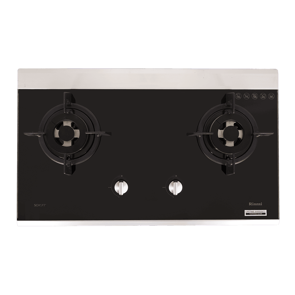 RB-7502D Black Tempered Glass Two Burner Top