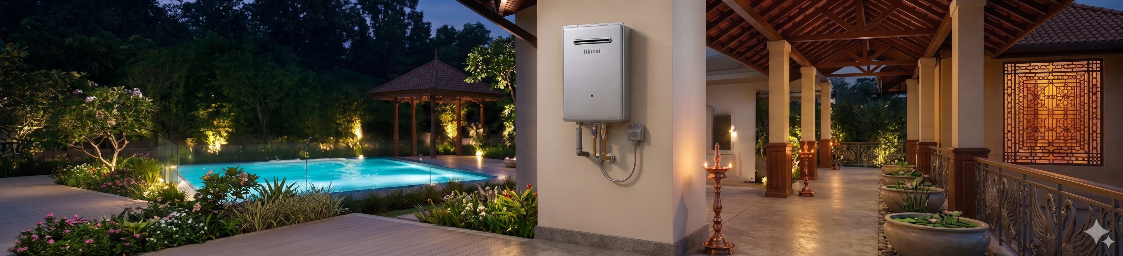Rinnai gas water heater installed at a luxury Sri Lankan villa